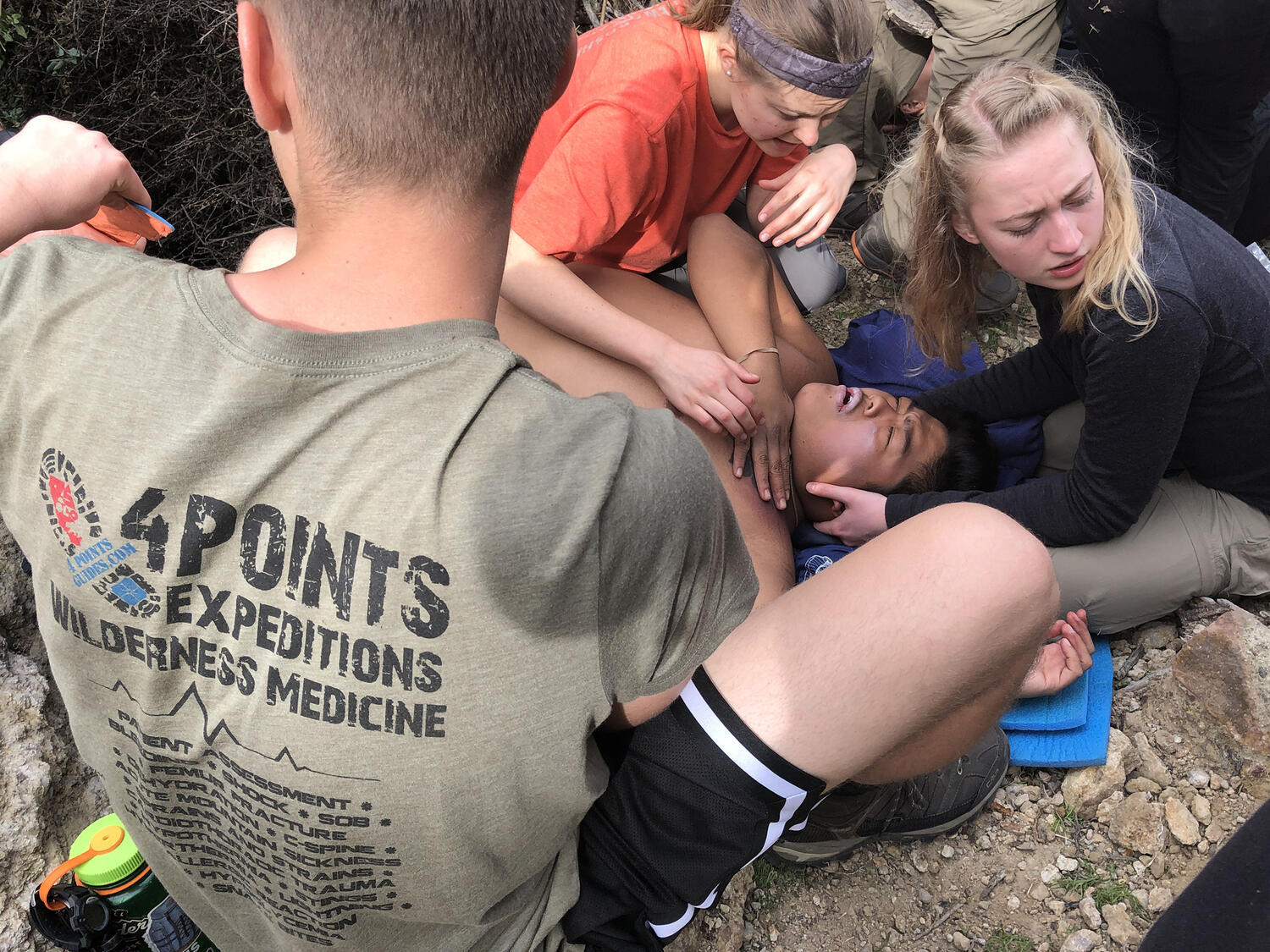 Hayden H. '20 was a “patient” of the rock climbing scenario, and several student