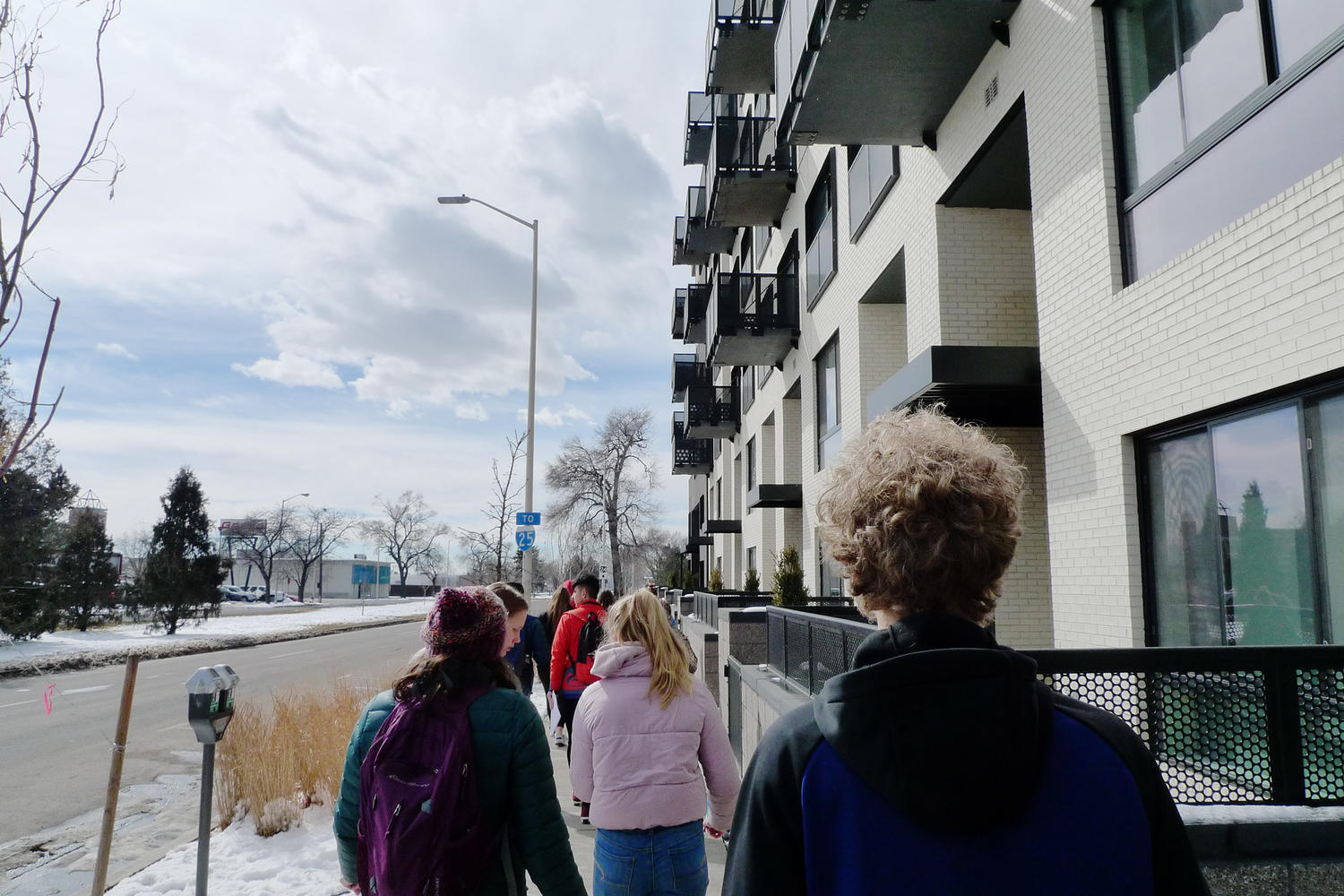 The Habitat ECS group walking downtown on the Urban Experience.