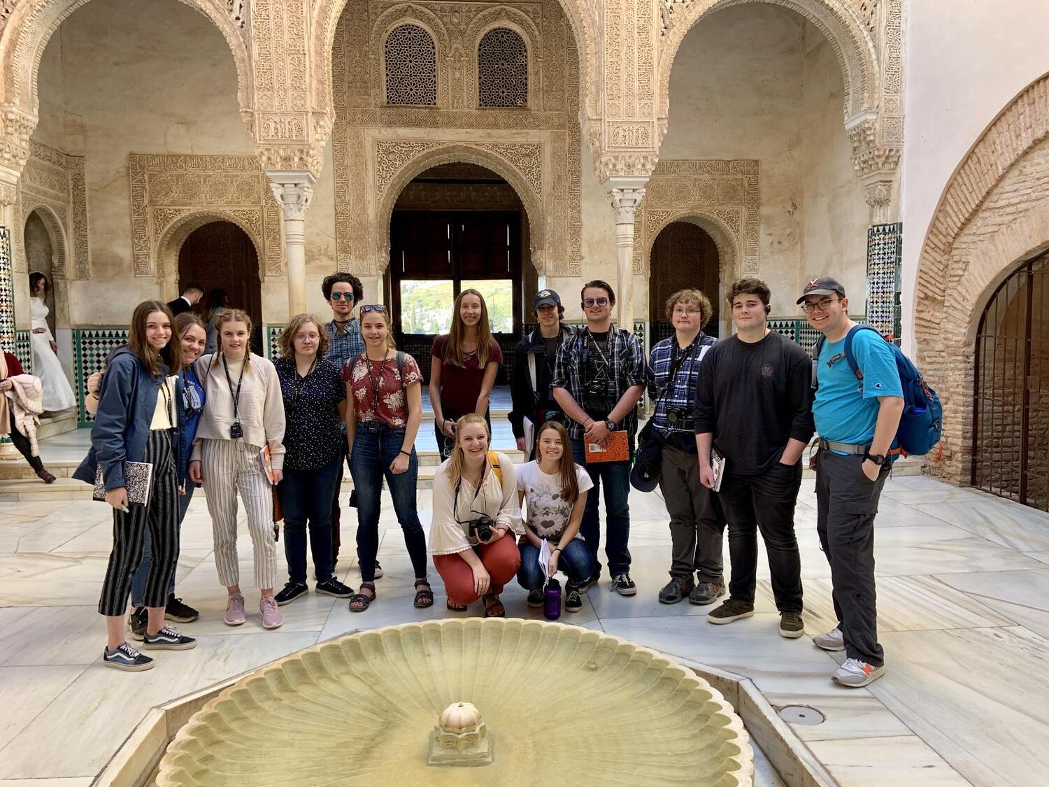 Our group in front of the beautiful Arab arcitecture.