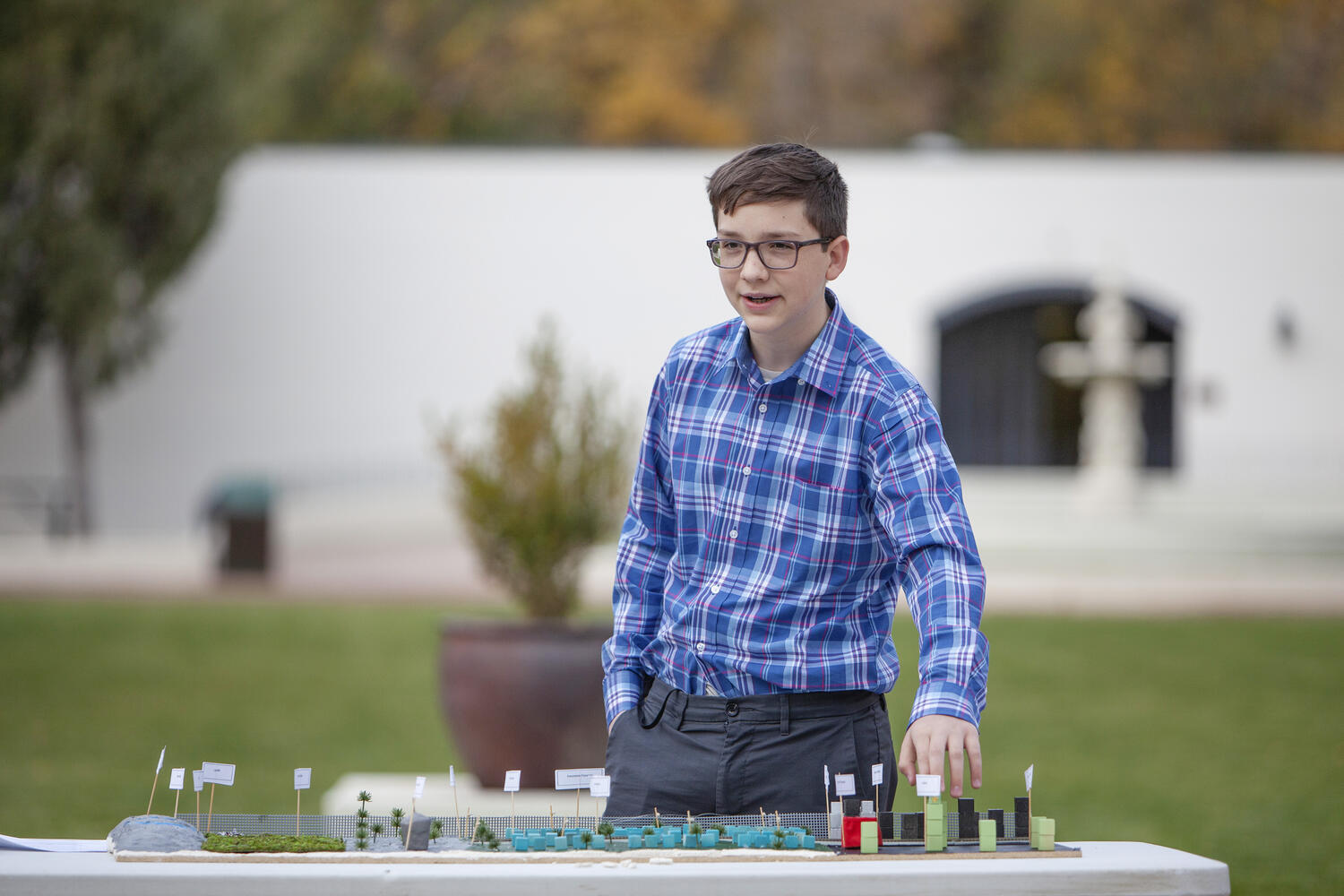 Ryder L. ’25 shares a model of his civilization, Roronia, a theocracy based on strict laws. Ryder L. ’25 shares a model of his civilization, Roronia, a theocracy based on s